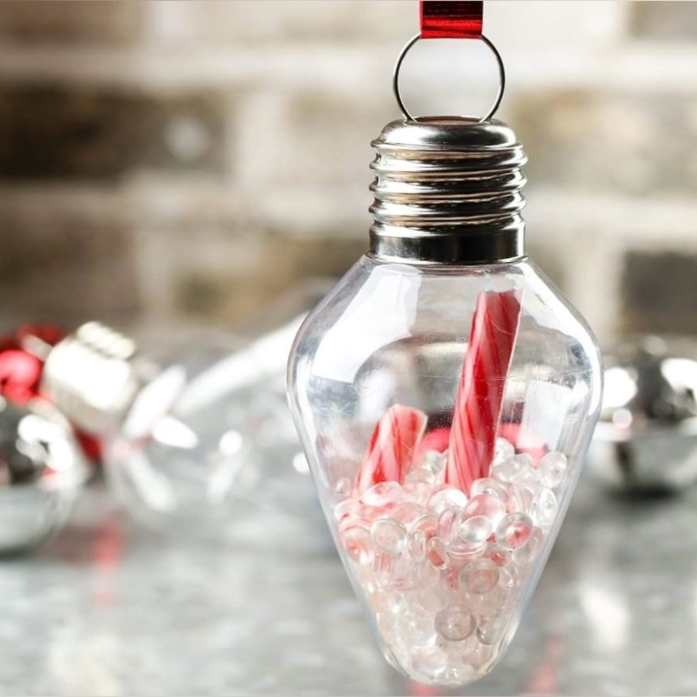 Set of 20 Clear DIY fillable light bulb shaped PLASTIC ORNAMENTS